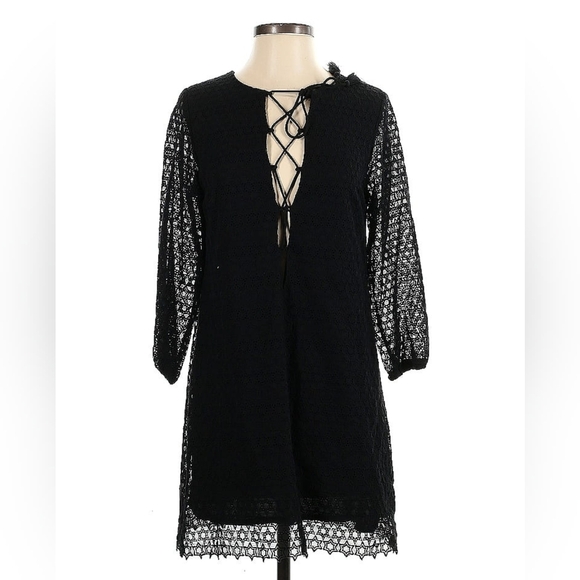 Little White Lies Black Lace-Up Mini Dress Size XS - Picture 2 of 5